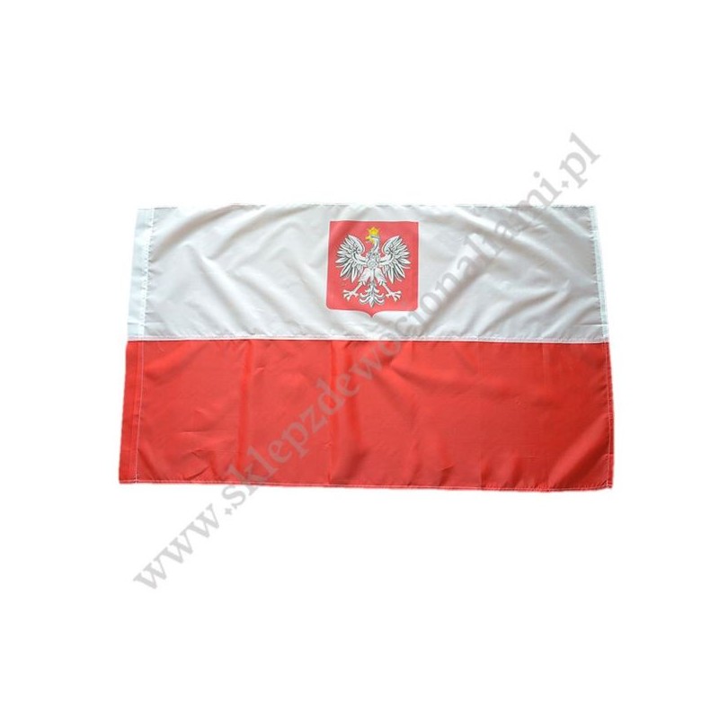 FLAGA BIAŁO-CZERWONA Z GODŁEM - MATERIAŁOWA 115 cm x 70 cm - 7612