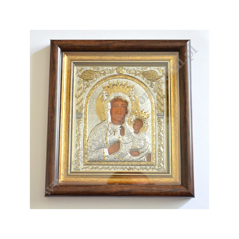 MATKA BOŻA CZĘSTOCHOWSKA - ikona w ramce za szkłem 23 x 25.5 cm - 86000